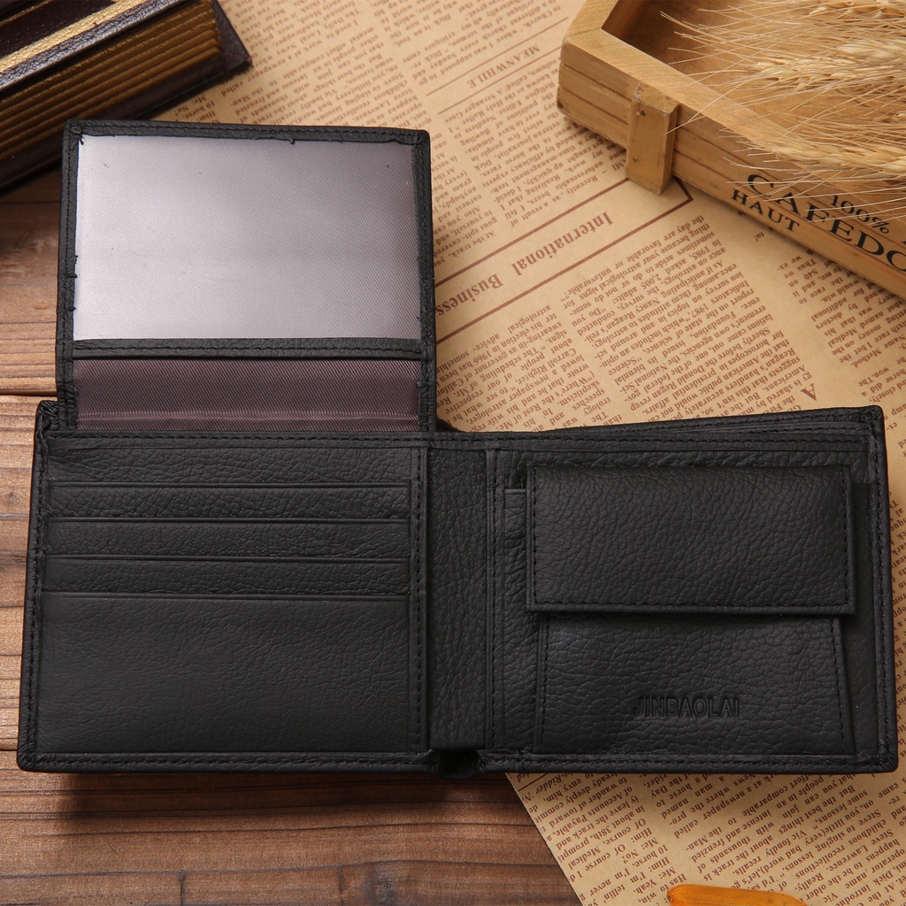 Ví Nam Da Bò Thật JINBAOLAII Cao Cấp Dáng Ngang Và Dọc Kiểu Classic Chất Mềm Mịn Tặng Kèm Hộp Ví Làm Quà Tặng