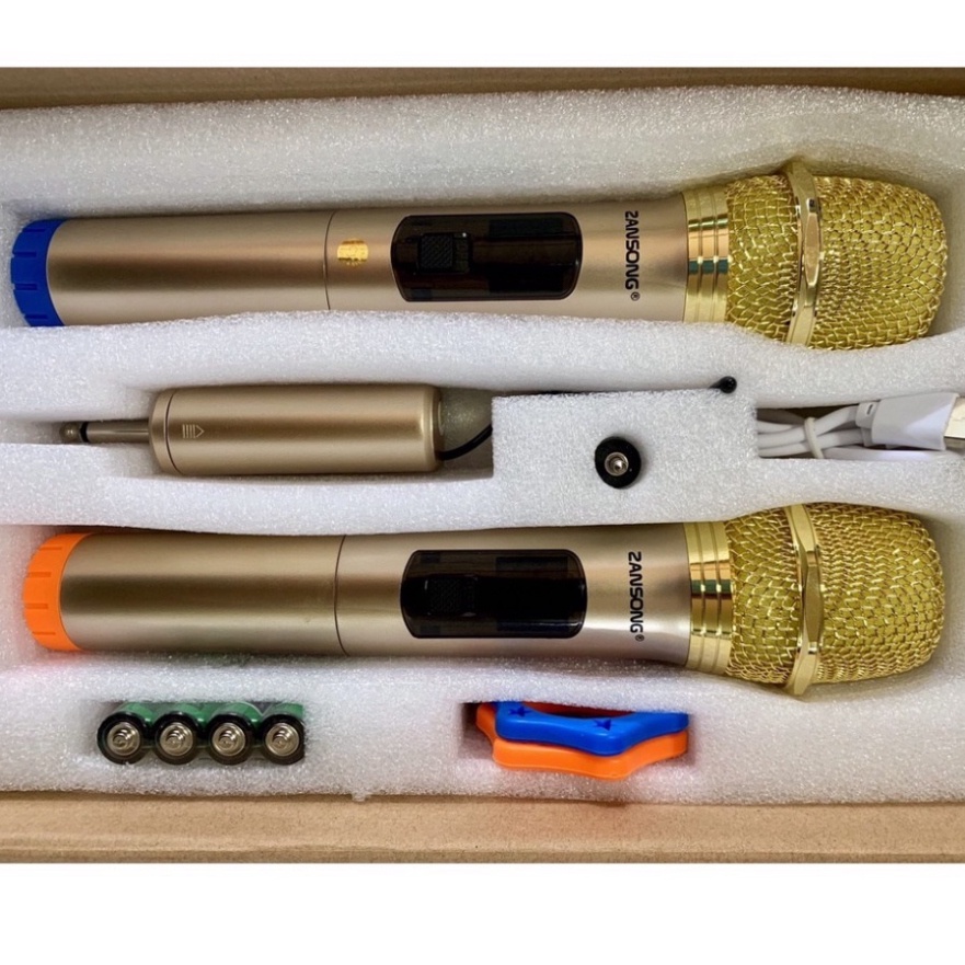 Bộ 2 micro đa năng karaoke không dây Zansong S28 kết nối UHF cho loa kéo-Hỗ trợ các thiết bị có jack cắm 3.5mm và 6.5mm.