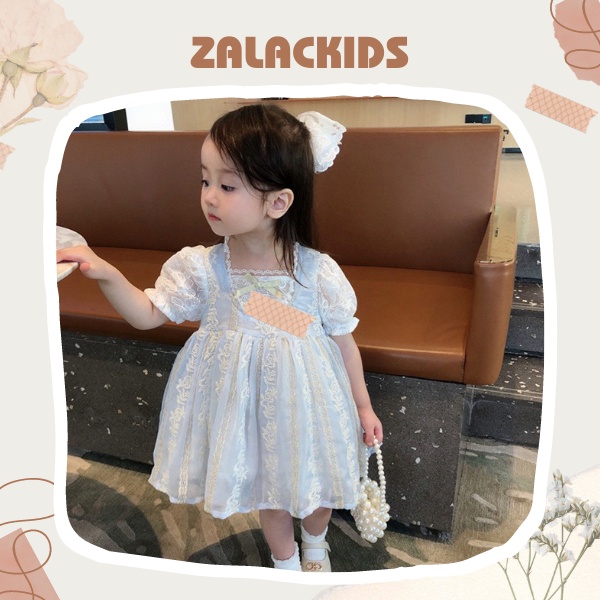 Váy cho bé gái, váy ren công chúa đáng yêu mùa hè cho bé gái Zalackids từ 7-16kg