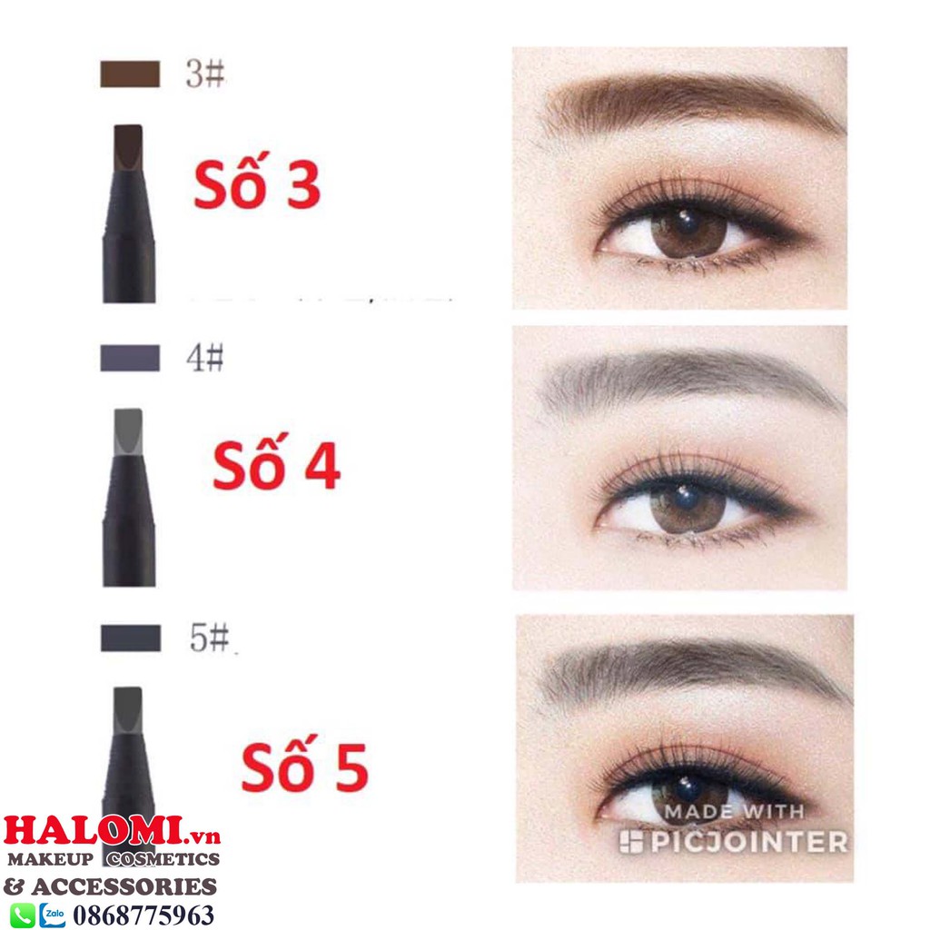 Chì xé kẻ mày Haozhuang cứng phẩy sợi Eyebrow Pencil sắc nét chuyên dùng cho Makeup trang điểm