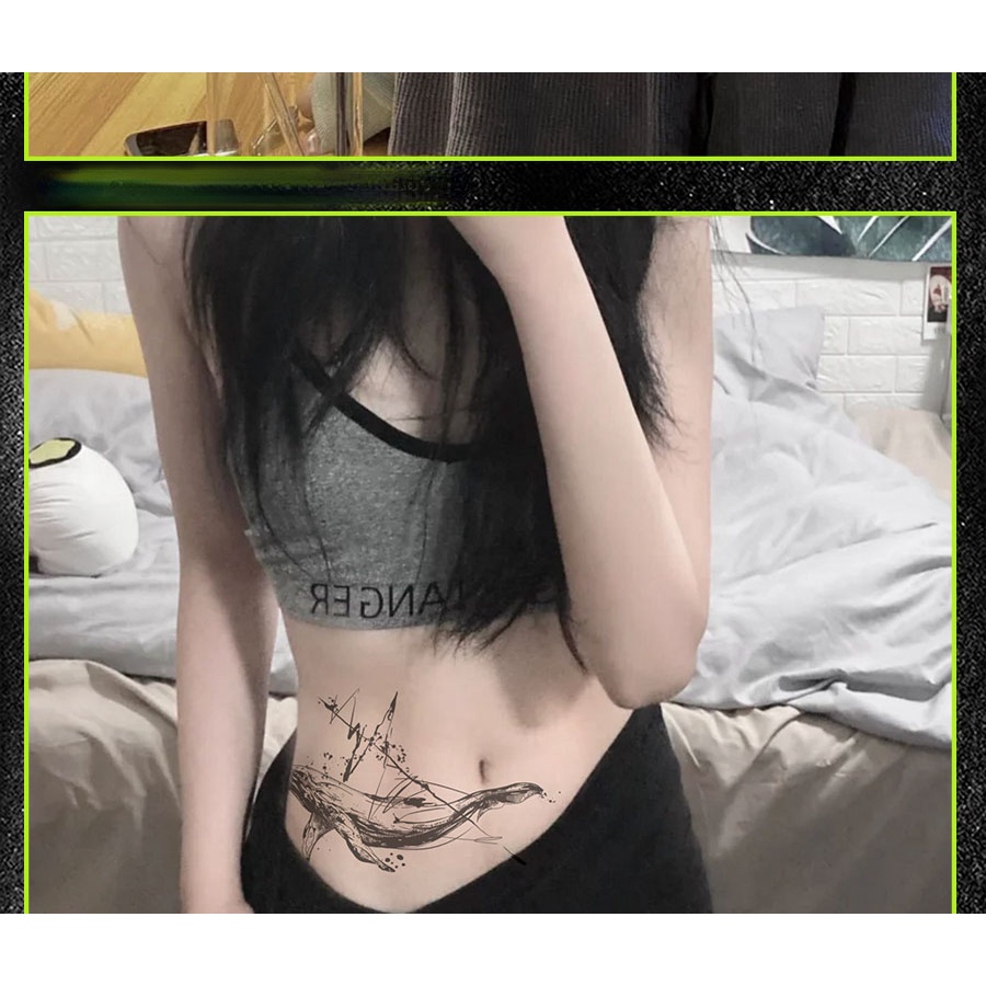 【SIYA Magic Tattoo】Hình Xăm Dán Tạm Thời 10-15 Ngày Cá Voi Chống Nước 12CM*8CM SIYA MAGIC TATTOO