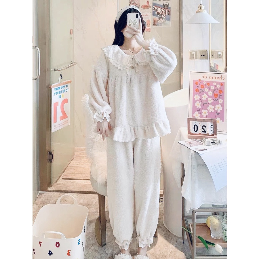 Bộ lông  babydoll phối viền ren HL273