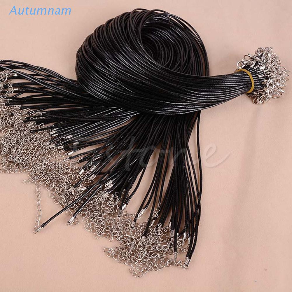 vòng cổ Da Màu Đen 18 '' Có Khóa Cài Thời Trang