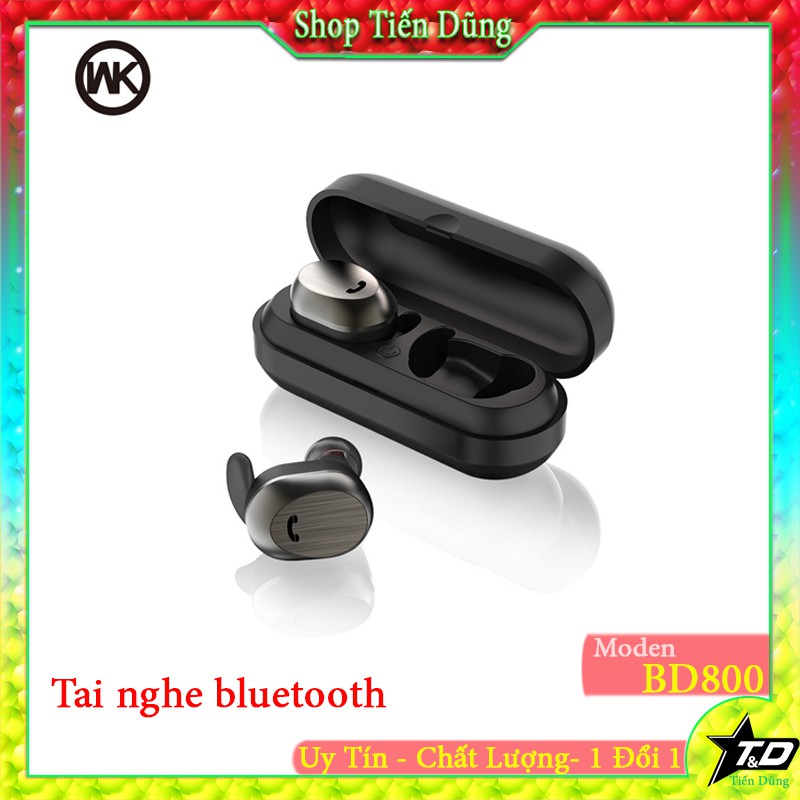 [Mã 159ELSALE hoàn 7% đơn 300K] TAI NGHE BLUETOOTH WK DESIGN BD800 V4.2 DÒNG 2 TAI CÓ MIC TIỆN CHO ĐÀM THOẠI