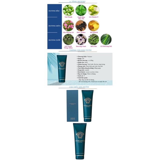 Sữa tắm Versace Eros Invigorating Shower Gel 250ml 740027 Full seal