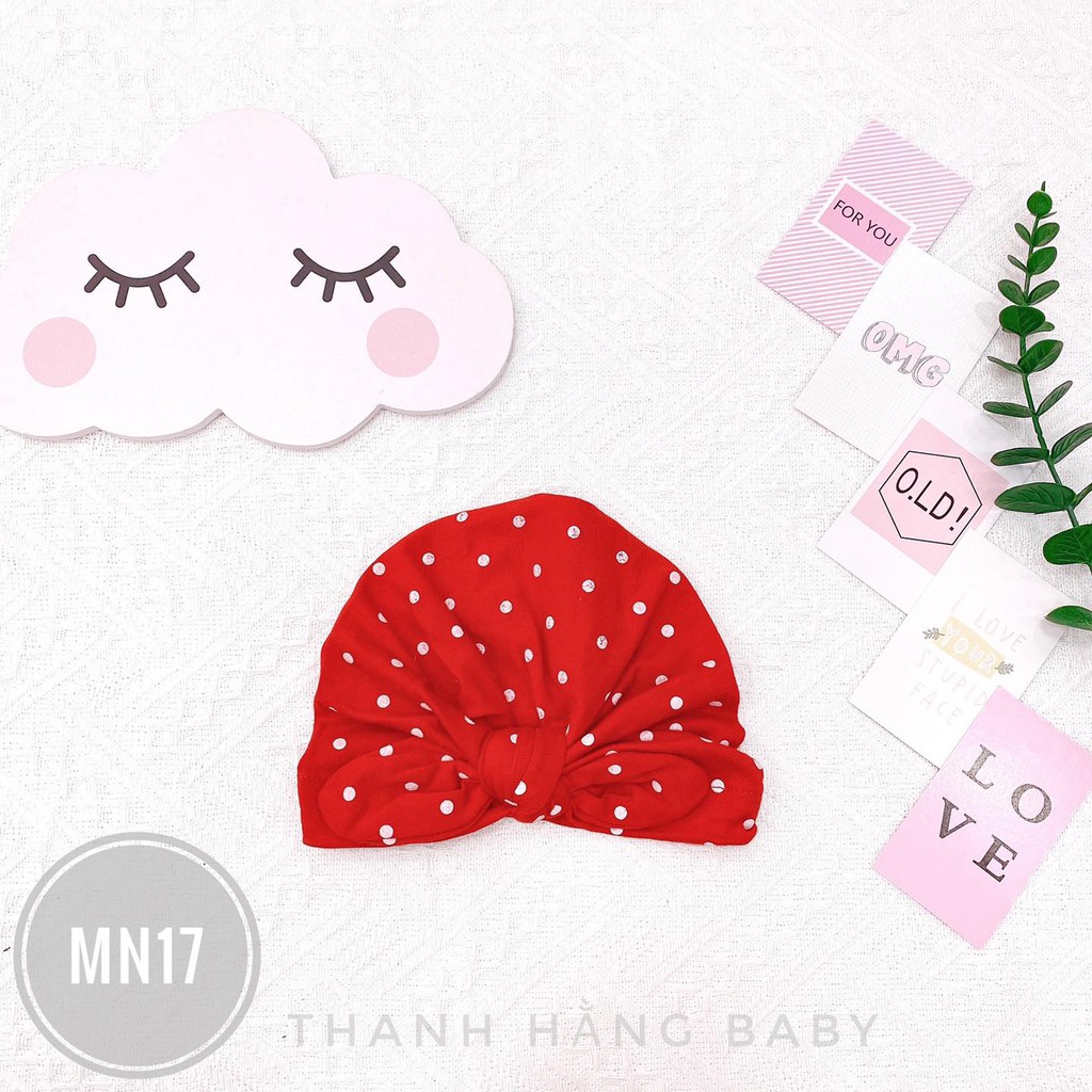 Mũ Turban Chấm Bi Siêu Cute Cho Bé Gái Thanh Hằng Baby Từ 0 - 1 Tuổi