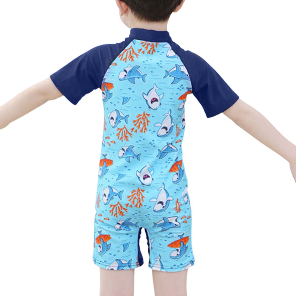 1-6 Years Old Girls Short Sleeve Suit Swimsuit Zipper Cartoon Unicorn Summer