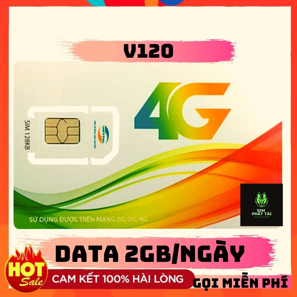 SIM 4G VIETTEL V120 DATA 60GB  - Sim Gọi Miễn Phí Nội Mạng Viettel -  Gọi miễn phí 50 phút ngoại mạng - Free tháng đầu