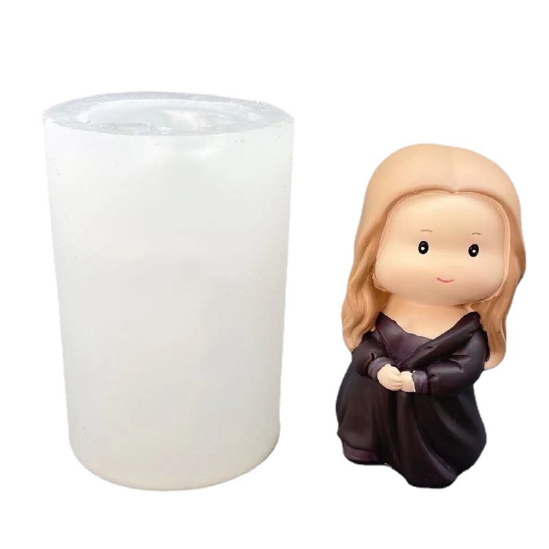 Khuôn Làm Nến / Xà Phòng Chất Liệu Silicone Hình Cô Gái