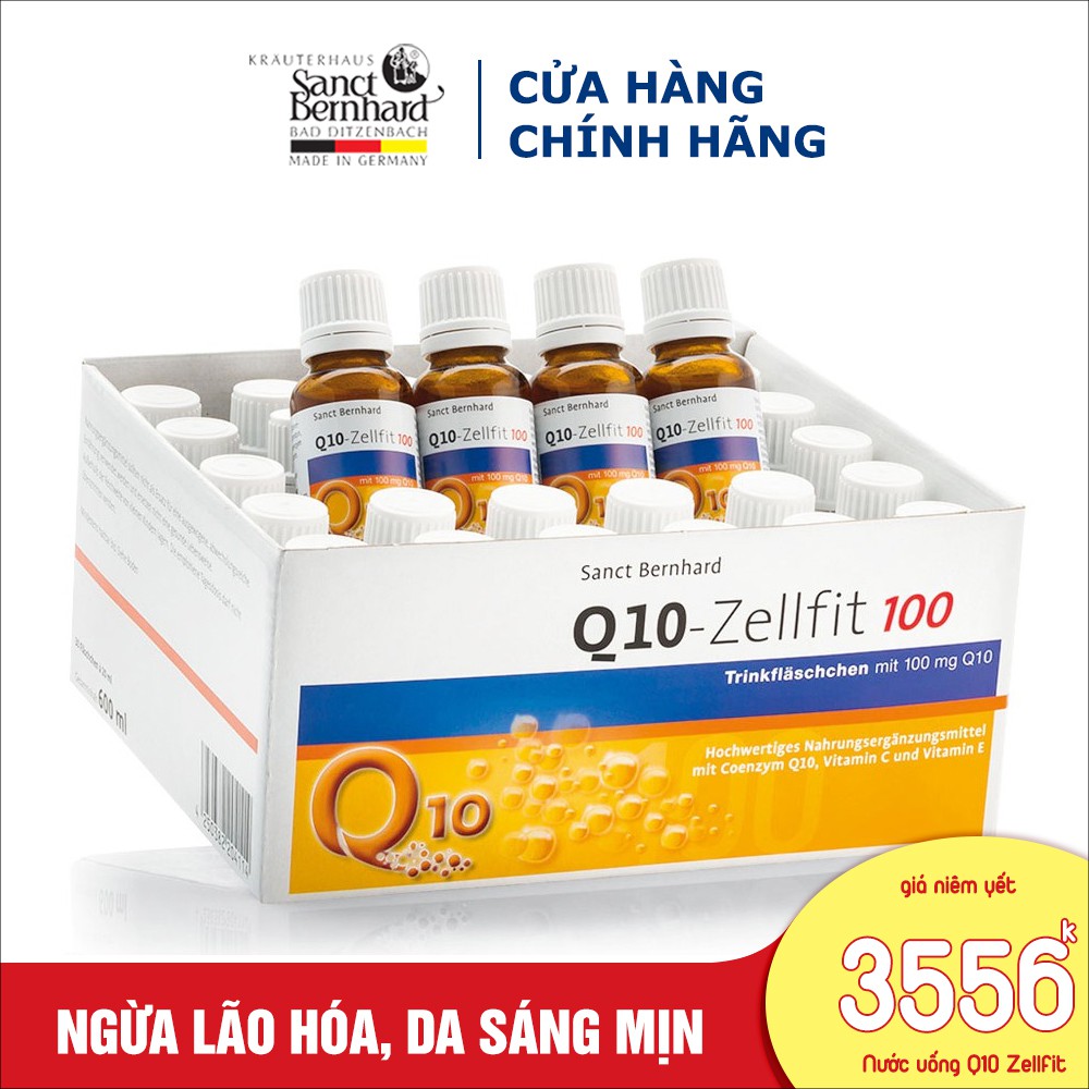 Combo 30 chai Nước uống Q10-Zellfit 100 mg Trinkflaschchen ngừa lão hóa - [Chính hãng Sanct Bernhard Đức ]