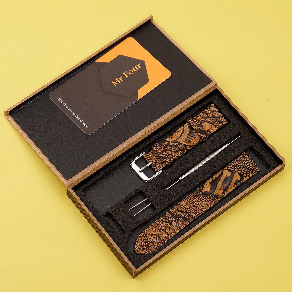 Dây Đồng Hồ Da Đà Điểu Wash MrFour + Bộ Khóa  + Dụng cụ Tháo Lắp | Ostrich Leather Watch Bands