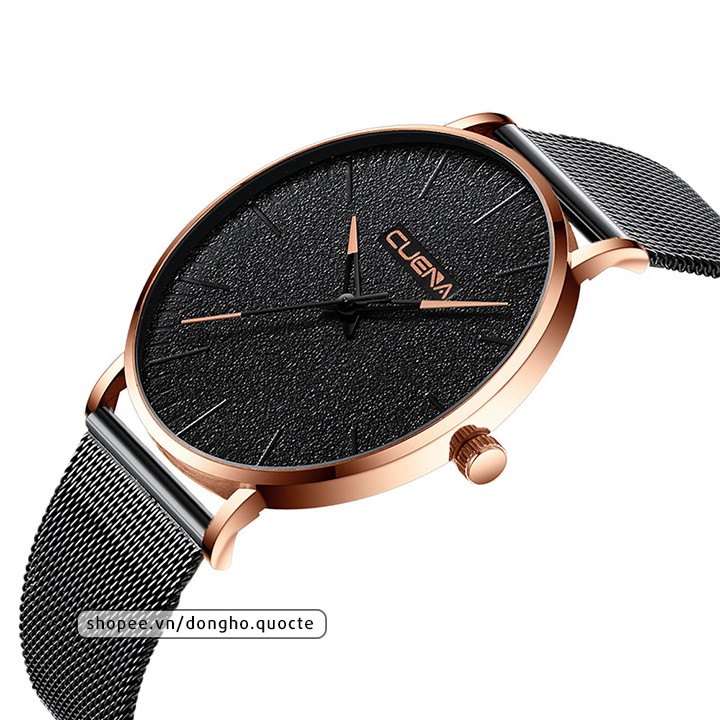 [Mã WTCHSEP hoàn 20K xu đơn 99K] Đồng hồ nam CUENA dây lụa siêu mỏng CNA02 siêu bền thời trang quý ông lịch lãm