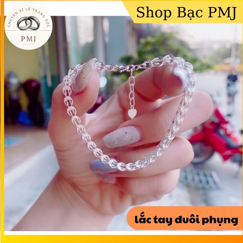 Lắc tay nữ bạc đẹp 925 , dáng đuôi phụng - Lắc tay chuẩn bạc , kiểu dáng ôm tay,có thể chỉnh dài ngắn-bạc pmj