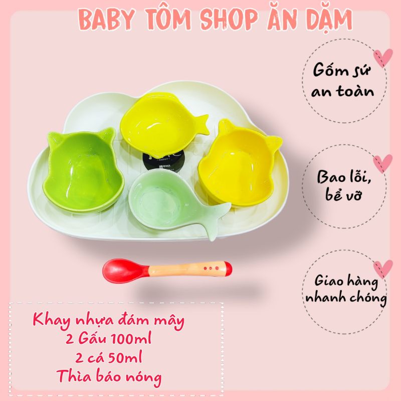 Combo bát ăn dặm gốm sứ Nhỏ, kiểu Nhật cho bé yêu, NPP Baby Tôm, chén bát sứ an toàn, đáng yêu