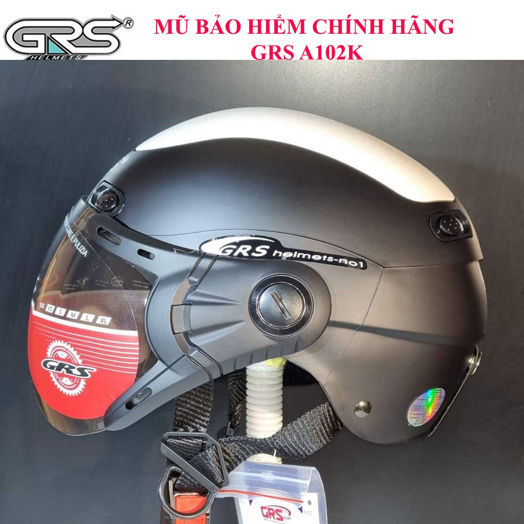 ♥️ Shop Uy Tín ♥️ Mũ bảo hiểm nửa đầu có kính grs A102 kính, hàng chính hãng đạt chuẩn có mã quét