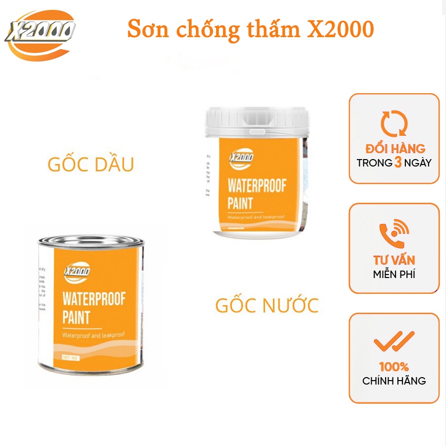 Sơn chống thấm, keo chống thấm X2000 chống rò rỉ vết nứt tường nhà, mái nhà, trần, sân thượng triệt để