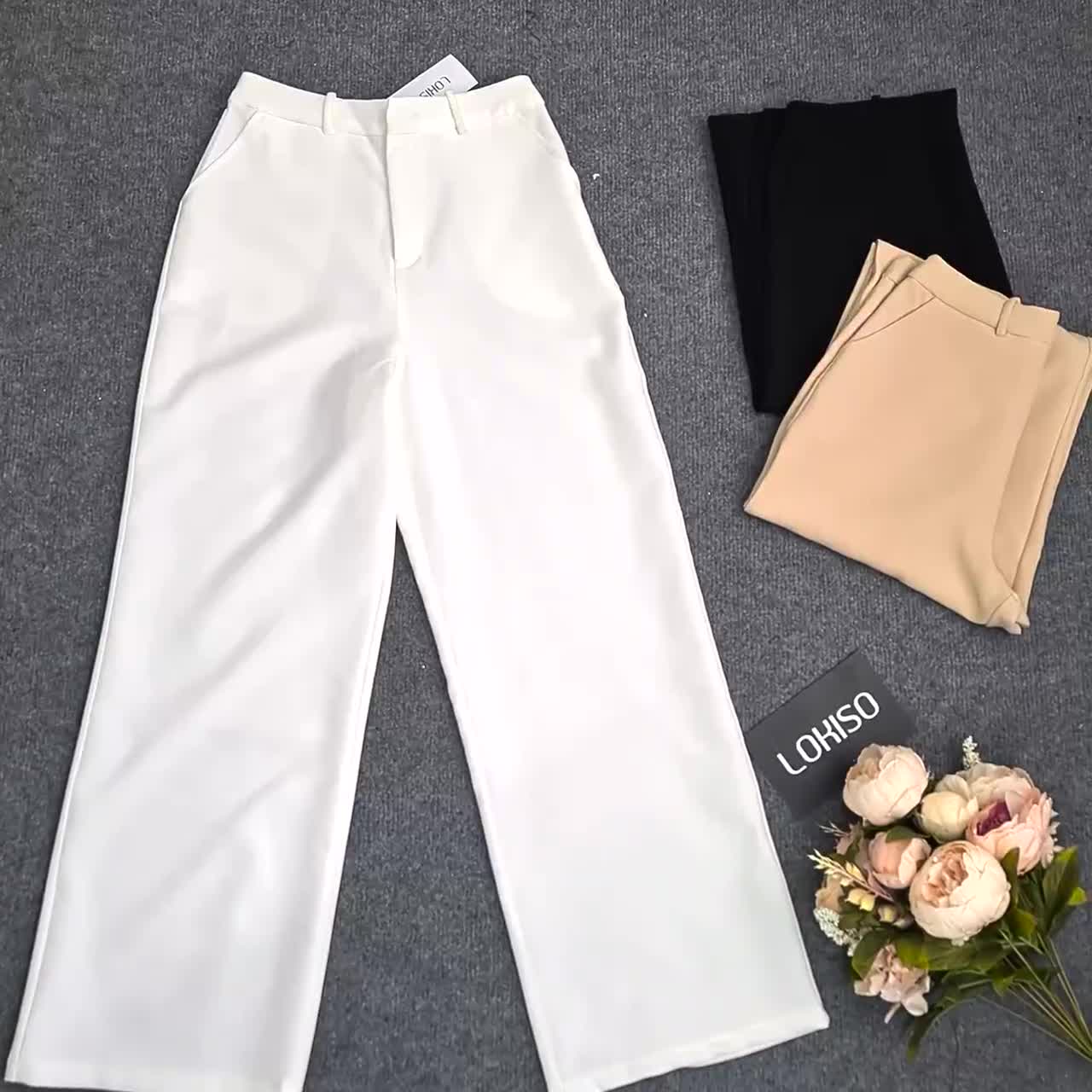 Quần ống rộng nữ lưng cao ống suông dài 100cm công sở đẹp cao cấp LOKISO QD01 | BigBuy360 - bigbuy360.vn