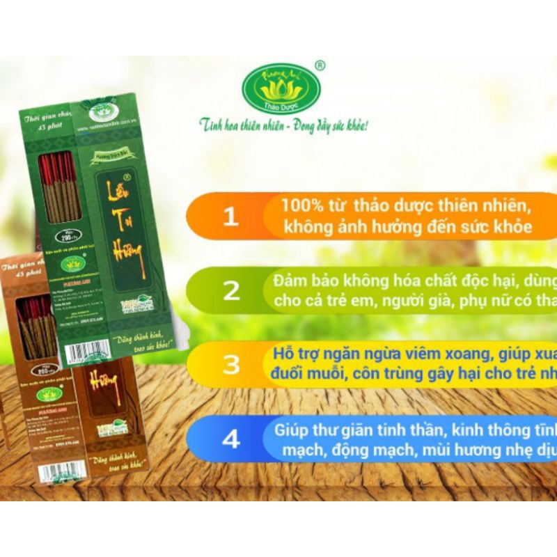 Nhang sạch thảo dược: LIỄU TRI HƯƠNG - Dài 2 tấc - Hộp 200 cây - Nhang Sạch Hương Trầm Bắc, Hương Quế