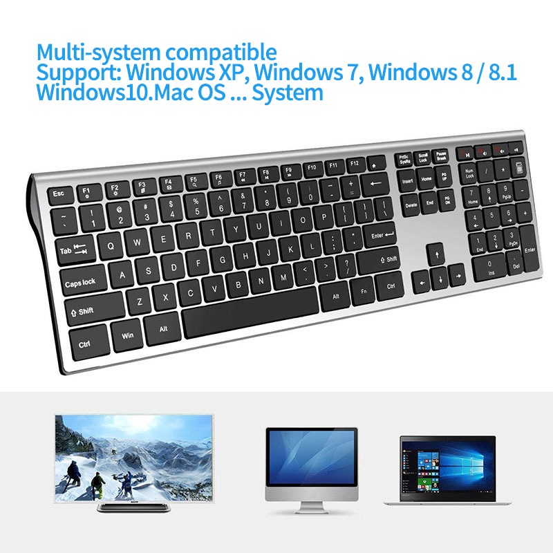 Bàn Phím Không Dây 109 Phím 2.4g Siêu Mỏng Cho Windows Mac Os Laptop Pc