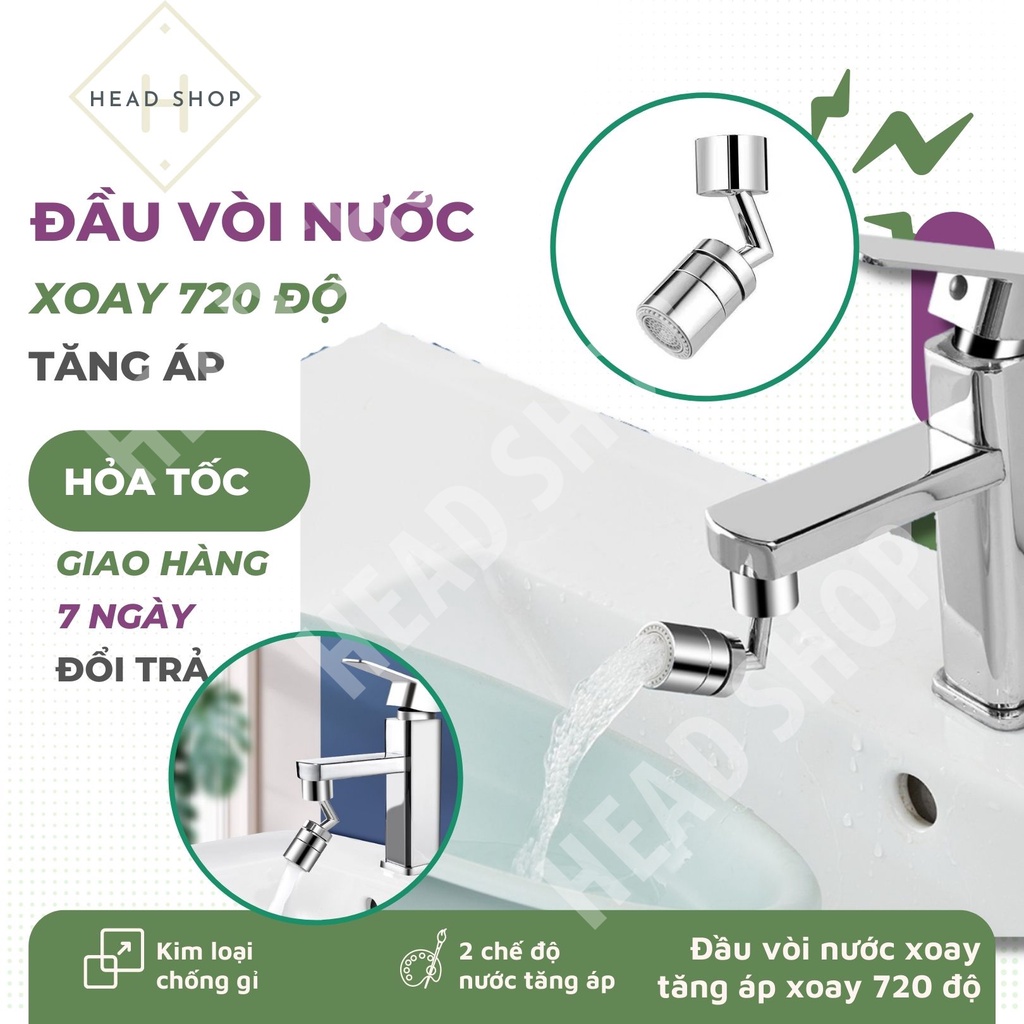 Đầu nối vòi nước lắp chậu thông minh xoay 720 độ rửa bát chén lavabo 2 chế độ nước chảy mã V3 HeadShop