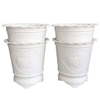 Bộ 4 chậu trồng hoa trái đào màu trắng 22 x 22cm