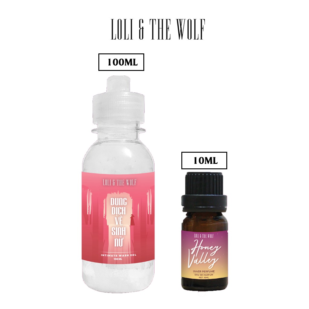 Bộ sản phẩm chăm sóc vùng kín Loli The Wolf MLEM dành cho nữ 1 dung dịch vệ sinh 100ml + 1 nước hoa vùng kín nữ 10ml