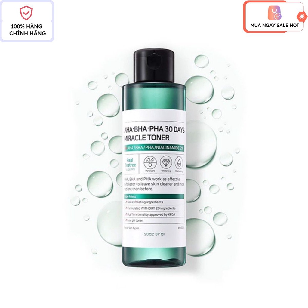 Nước Hoa Hồng Giảm Mụn Some By Mi AHA BHA PHA 30 Days Miracle Toner Some By Mi AHA 150ml hansara_store