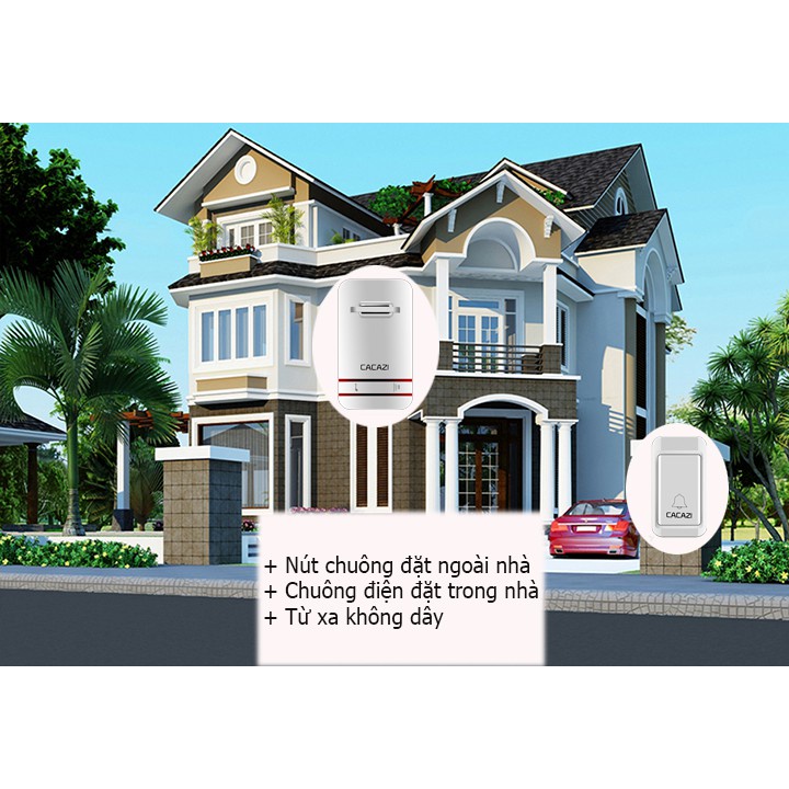 Chuông cửa không dây chống nước, không dùng pin CACAZI - LOẠI CAO CẤP