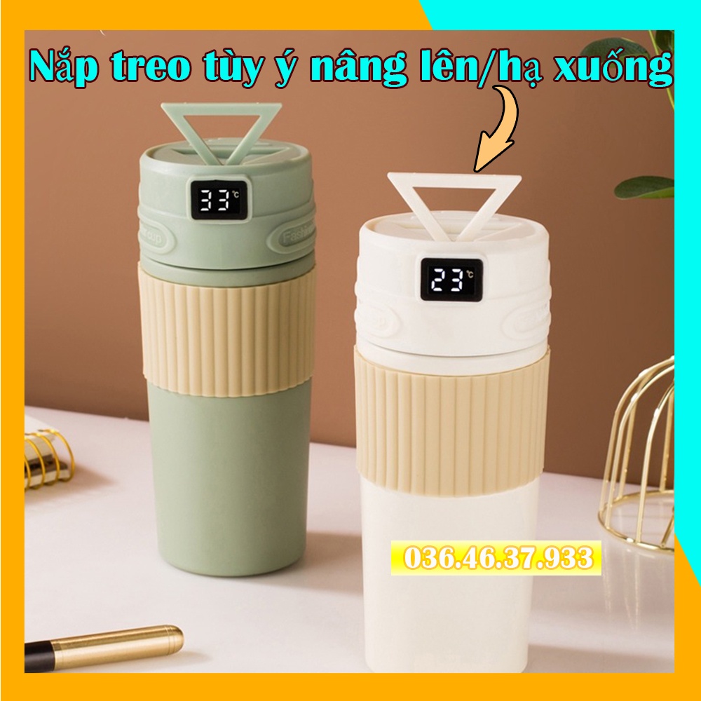 Bình giữ nhiệt hiển thị nhiệt độ cảm ứng 500ml đi làm đi học đựng coffee trà sữa inox 304 Cao Cấp