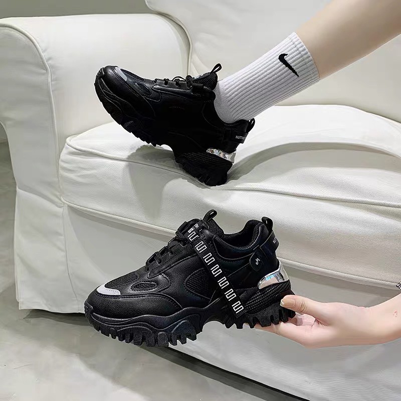 Giày nữ,giày thể thao sneaker nữ fashion đế răng cưa gót bạc siêu hót hít