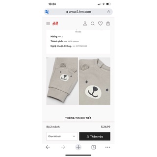 Bộ nỉ HM Auth size 12/18