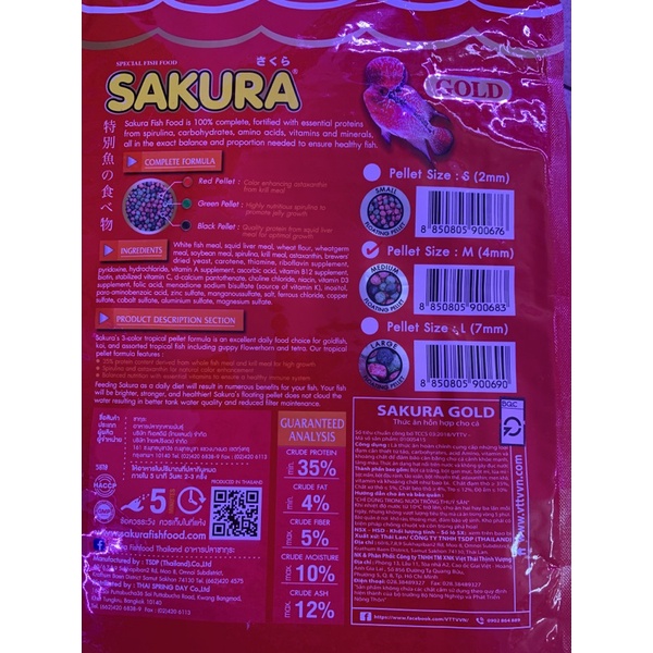 Thức ăn SAKURA GOLD viên 2,4 , 7mm chuyên dành cho cá KOI bao 2kg