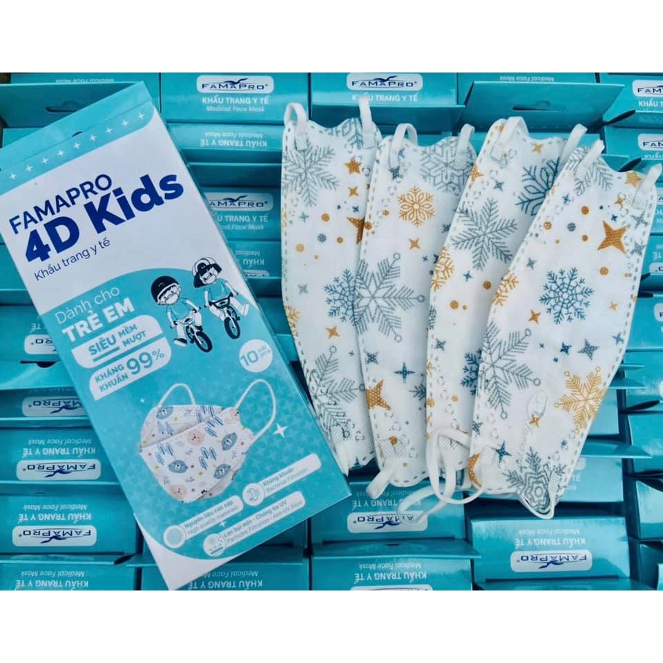 [CHÍNH HÃNG - HỘP 10 CÁI] Khẩu trang y tế 4D kháng khuẩn Nam Anh FAMAPRO cao cấp dành cho trẻ em