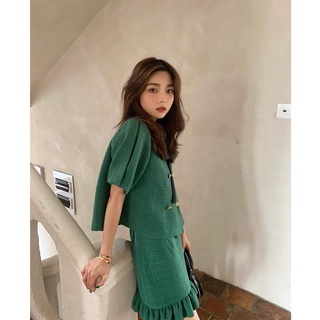 SET LINEN DẠ CỔ NƠ MIX CHÂN VÁY