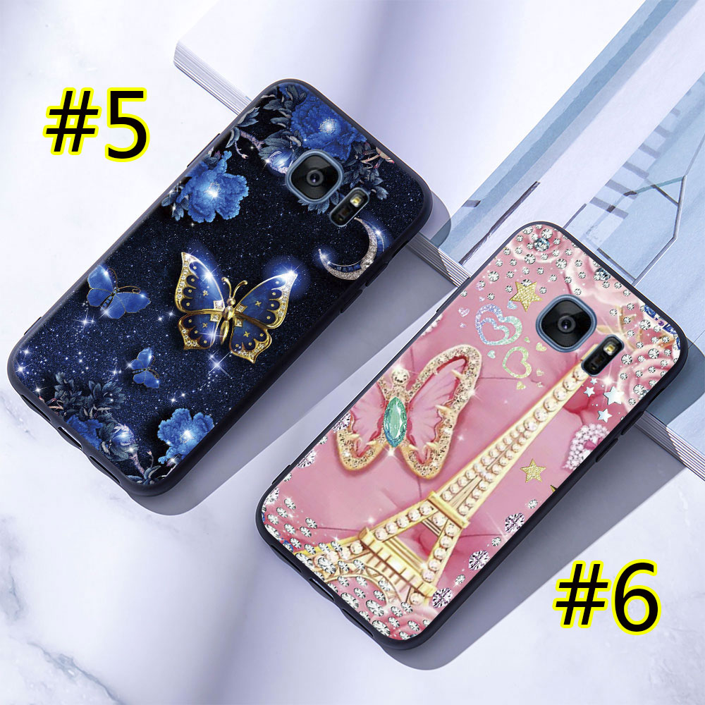 Ốp Điện Thoại Mềm Samsung Galaxy S7 Edge / S8 / S9 Plus Bướm Kim Cương