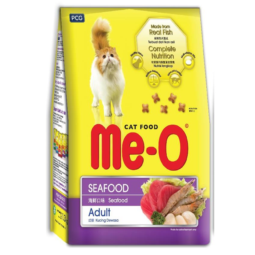 Hạt Me-O 1,2kg vị cá ngừ, hải sản và cá thu cho mèo trưởng thành