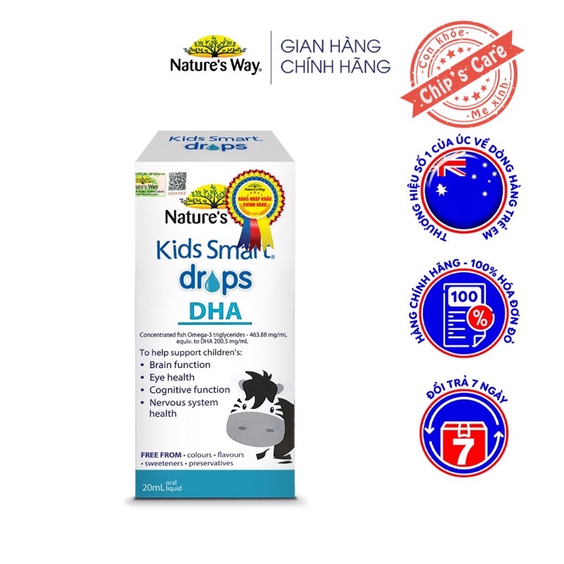 Dha Drops của Nature’s Way tem nhãn phụ đủ