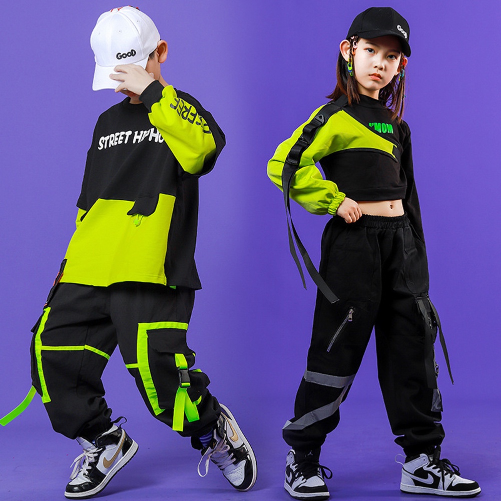 Bộ Đồ Nhảy Hip Hop Đường Phố Cá Tính Cho Bé 4-15 Tuổi