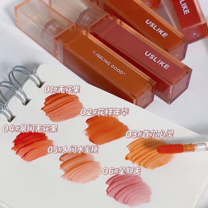 [Hàng mới về] Son Bóng 3d đầy sương Uslike Dưỡng Ẩm Lâu Trôi Màu Sắc Tự Nhiên Độc Đáo