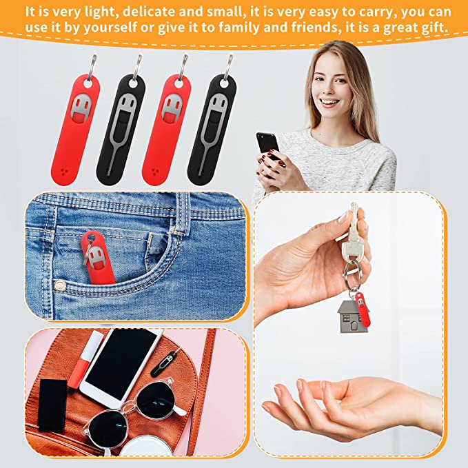 Dụng Cụ Hỗ Trợ Tháo Gỡ Thẻ SIM Điện Thoại/Thẻ Nhớ Chống Mất Thiết Kế Móc Khóa Sáng Tạo