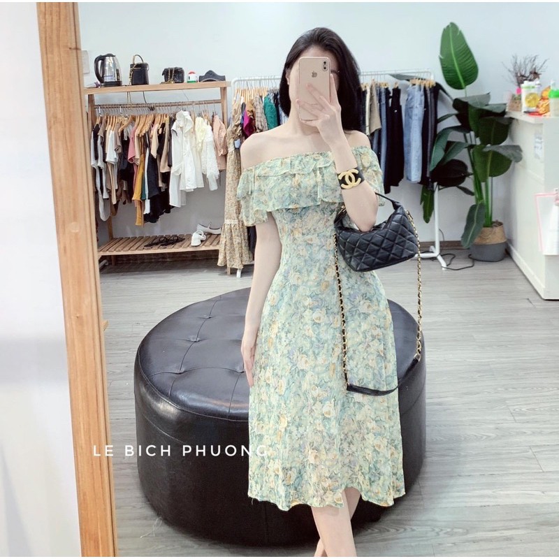 Đầm váy nữ xoè dài đi dự tiệc , Đầm maxi hoa trể vai hàng cao cấp | BigBuy360 - bigbuy360.vn