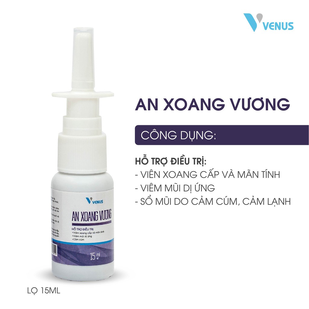 Xịt viêm xoang An Xoang Vương ngăn ngừa viêm xoang cấp và mãn tính, viêm mũi, viêm mũi dị ứng, sổ mũi, tắc mũi (Lọ 15ml)