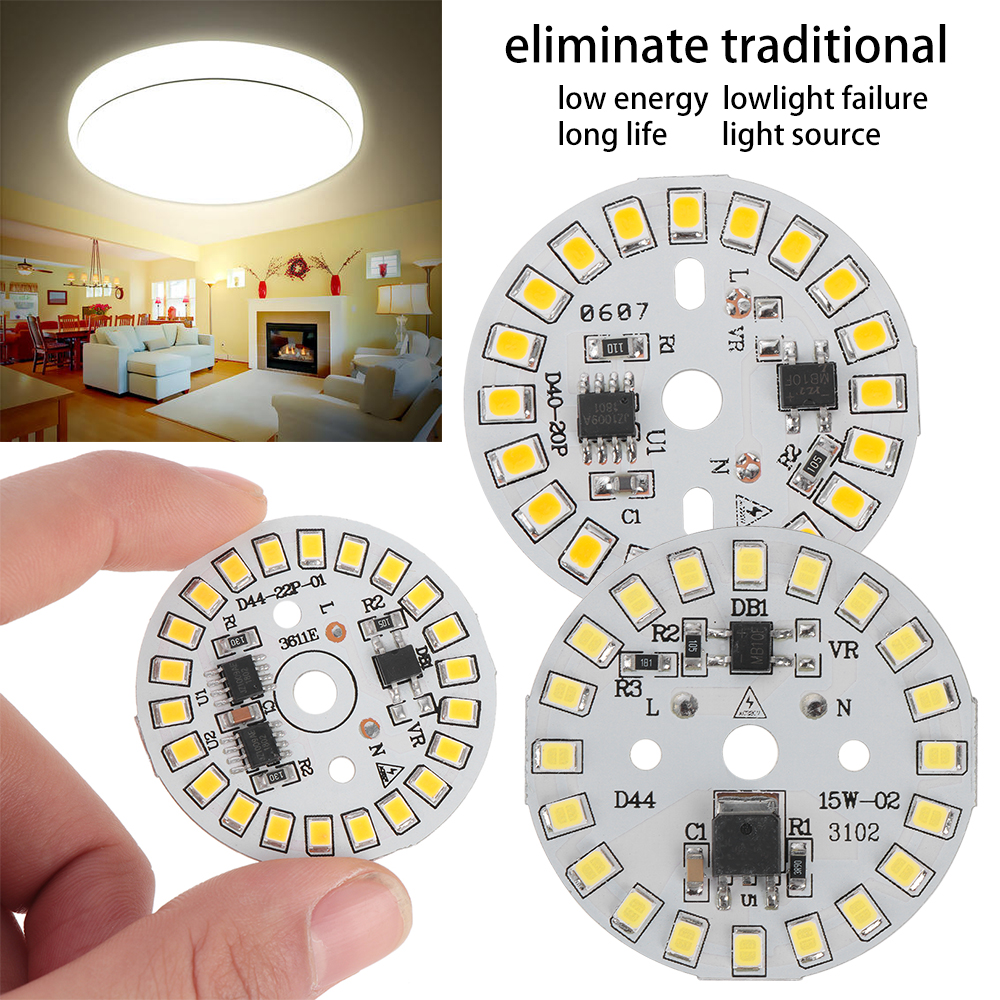 ❤LANSEL❤ 1Pc Round 2835 SMD Warm White/White Light Plate LED Chip 15W 12W 9W 7W 6W 5W 3W New Smart IC Driver AC220V Bulb Lamp Bean/Multicolor