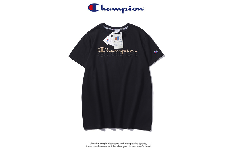 Áo Thun Cotton Tay Ngắn Cổ Tròn Thêu Chữ Champion Thời Trang Cho Phụ Nữ