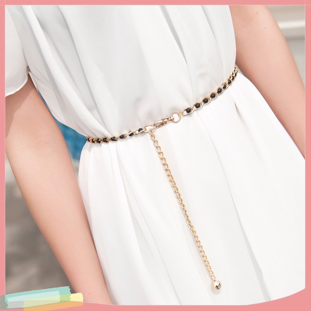 Dây Thắt Lưng Đính Ngọc Trai Giả Kiểu Dáng Đơn Giản Thời Trang Dành Cho Nữ