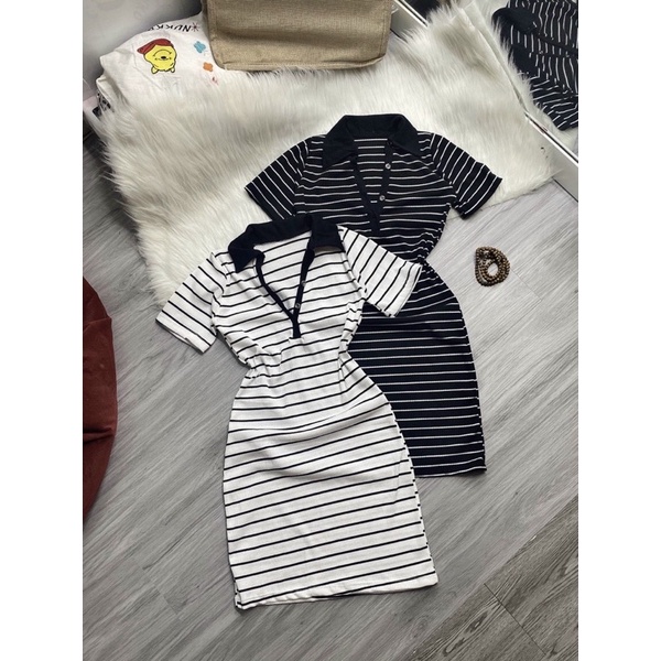 BODY SỌC NGAVÁY N TAY NGẮN TRẺ TRUNG♥️ VÁY POLO SỌC NGAN 💜u
