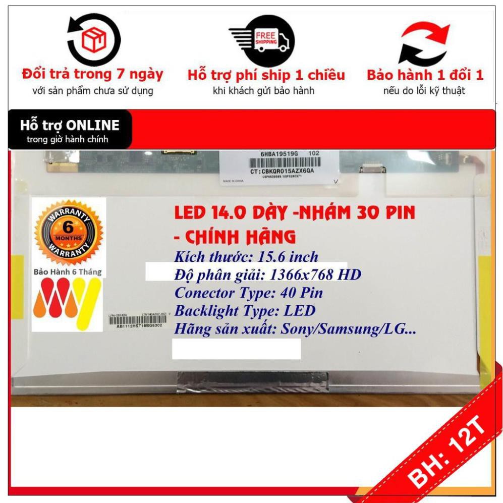 [BH12TH] 🎁 Màn Hình Laptop 14 Inch LED Dày Loại Nhám 30 Pin | BigBuy360 - bigbuy360.vn