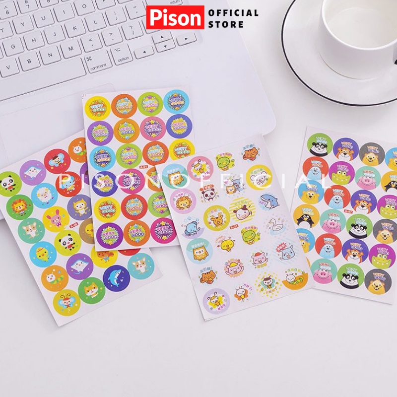 Bộ Sticker 240 tem tích điểm Pison dễ thương, hình dán cute trang trí đáng yêu giá rẻ – 1 bộ