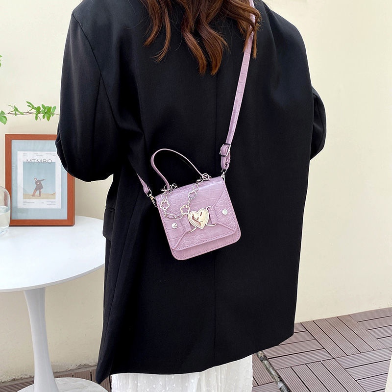 Túi Đeo Chéo Hình Vuông Nhỏ Màu Trơn Phong Cách Phương Tây Thiết Kế Đơn Giản Dành Cho Nữ