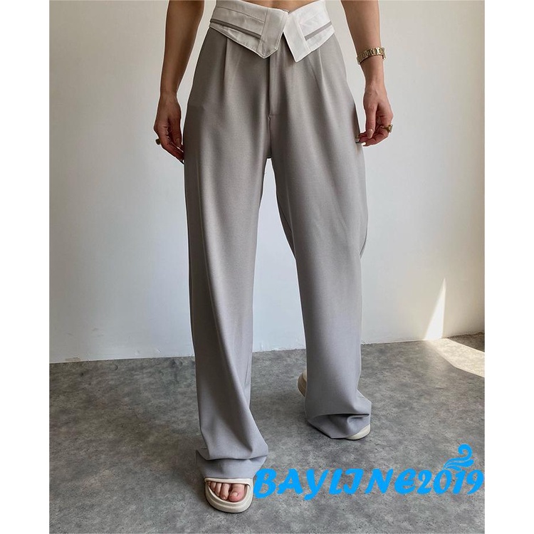 Quần Dài Lưng Cao Ống Đứng Khóa Kéo Thời Trang Cho Nữ